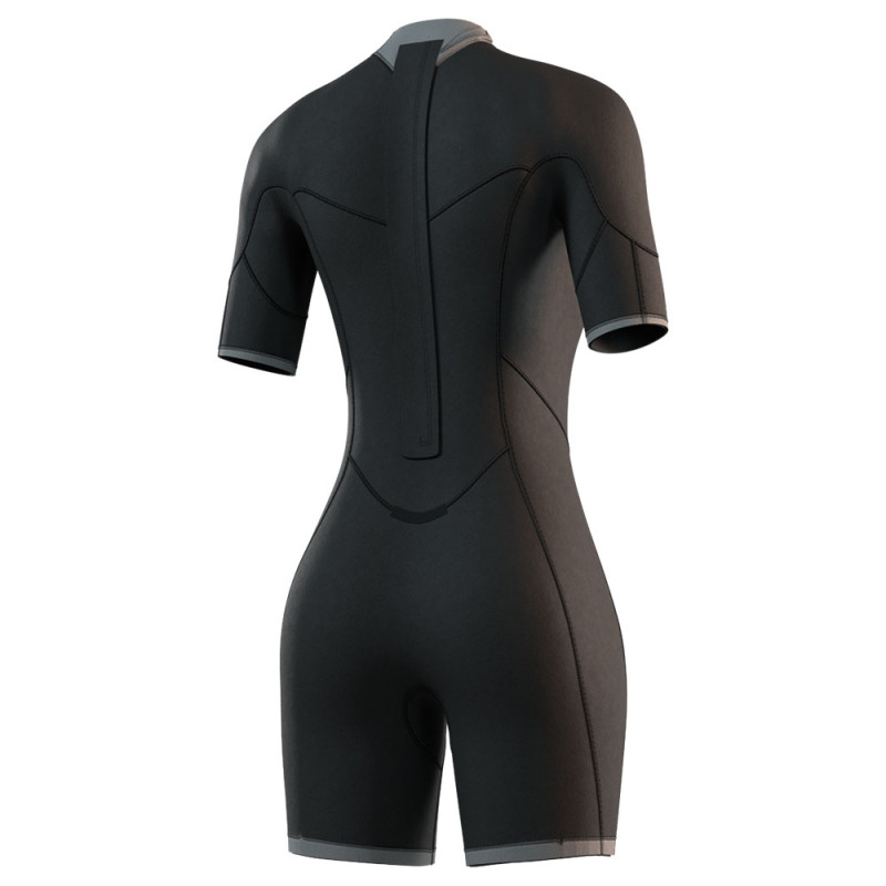 Shorty neoprene femme mystic brand flatlock ss 3-2 backzip violet