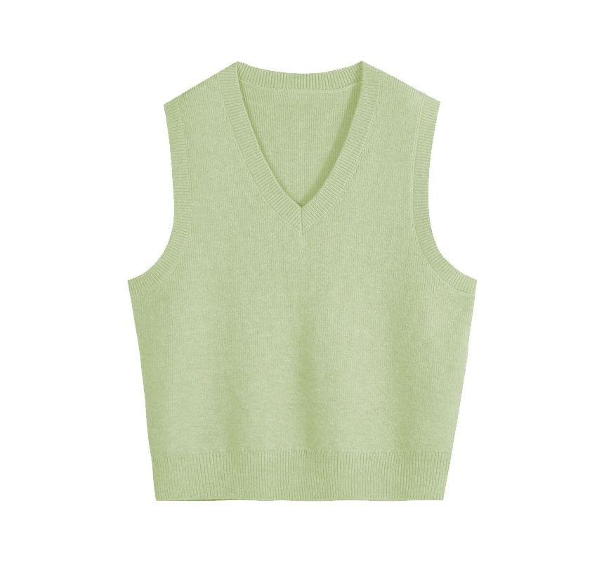 Midoray - Effen overhemd met lange mouwen / V-hals vest / Hoge taille rechte jeans / Set