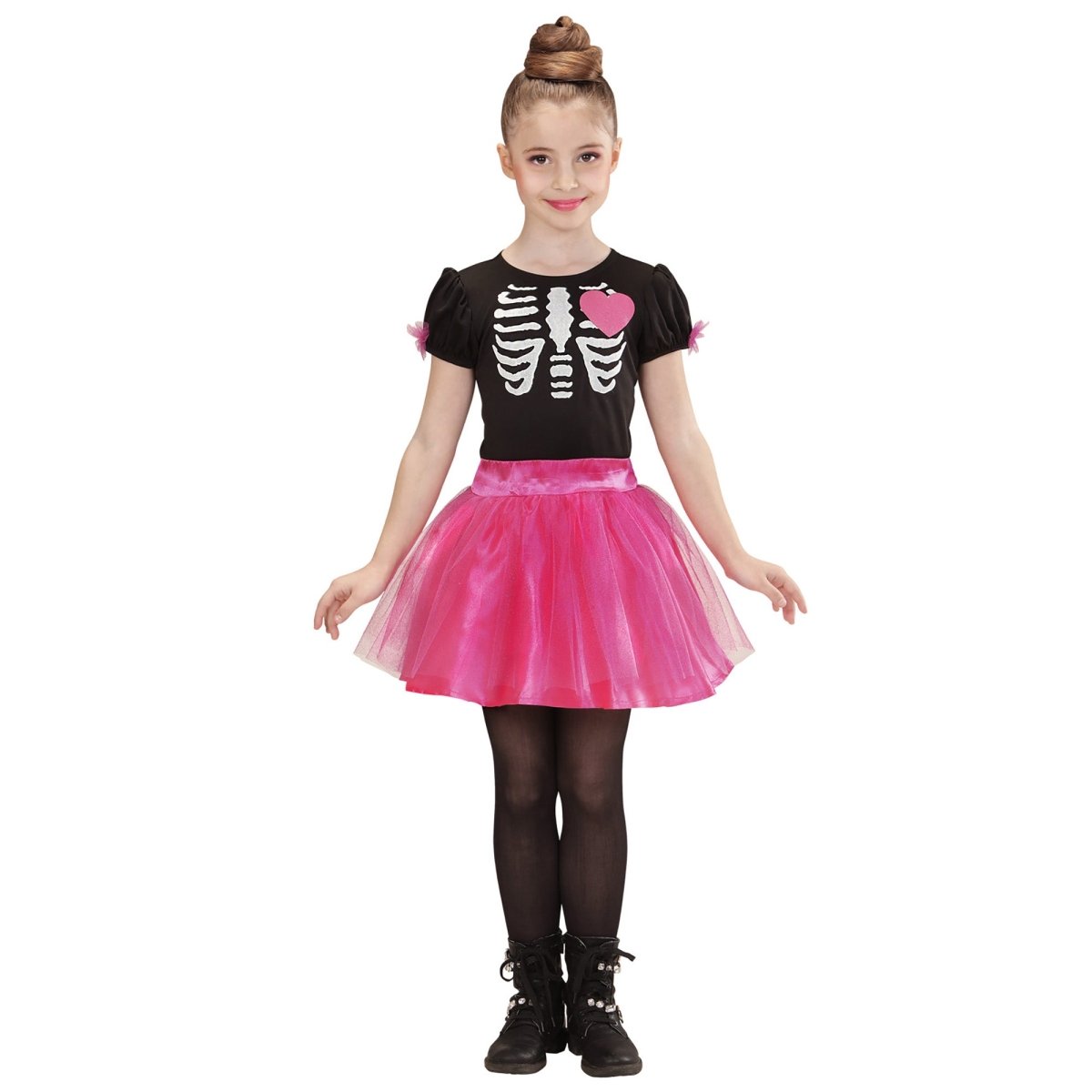 Halloween Jurk Zwart Roze Meisje Skelet