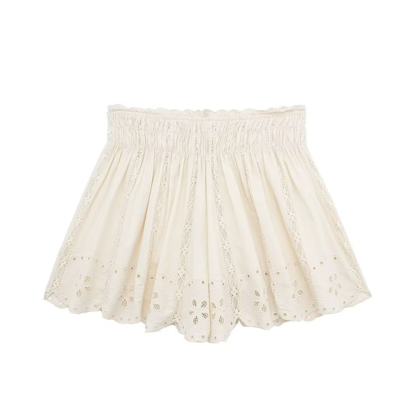 Faiar - Hoge taille shorts met kant en effen rand