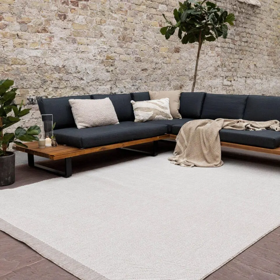 Eva Interior Buitenkleed Border Naturel/wit - 290 x 200 cm