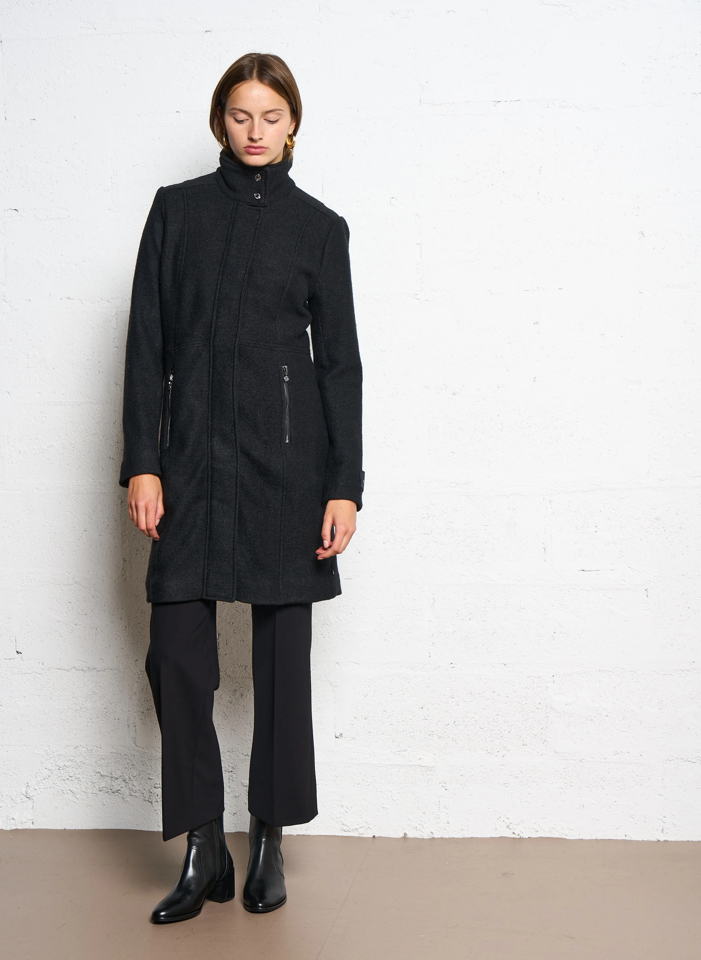 KAPLAN - Manteau long col montant | Noir
