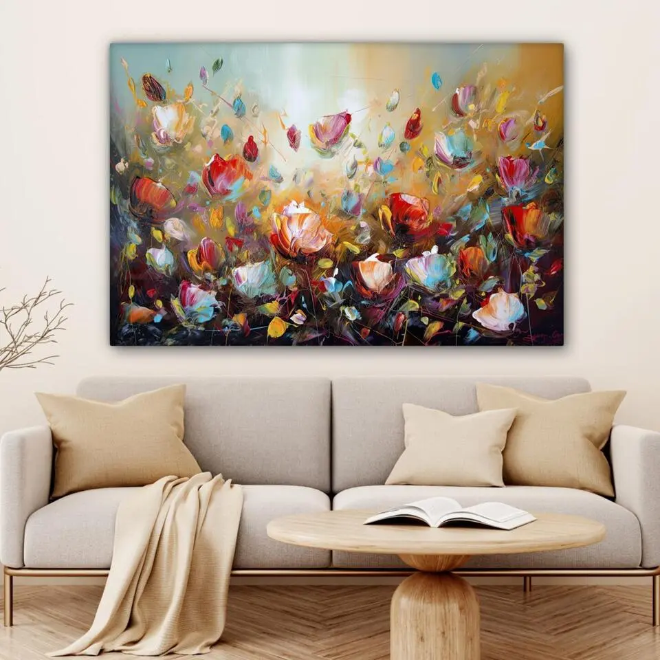 MuchoWow Canvas Schilderij 120x80cm Bloemen Kunst Natuur