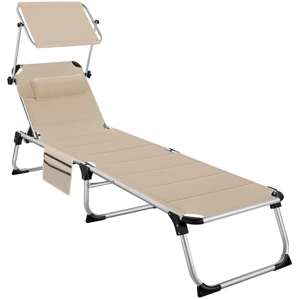 tectake Ligbed Lorella gestoffeerd, inklapbaar, Beige