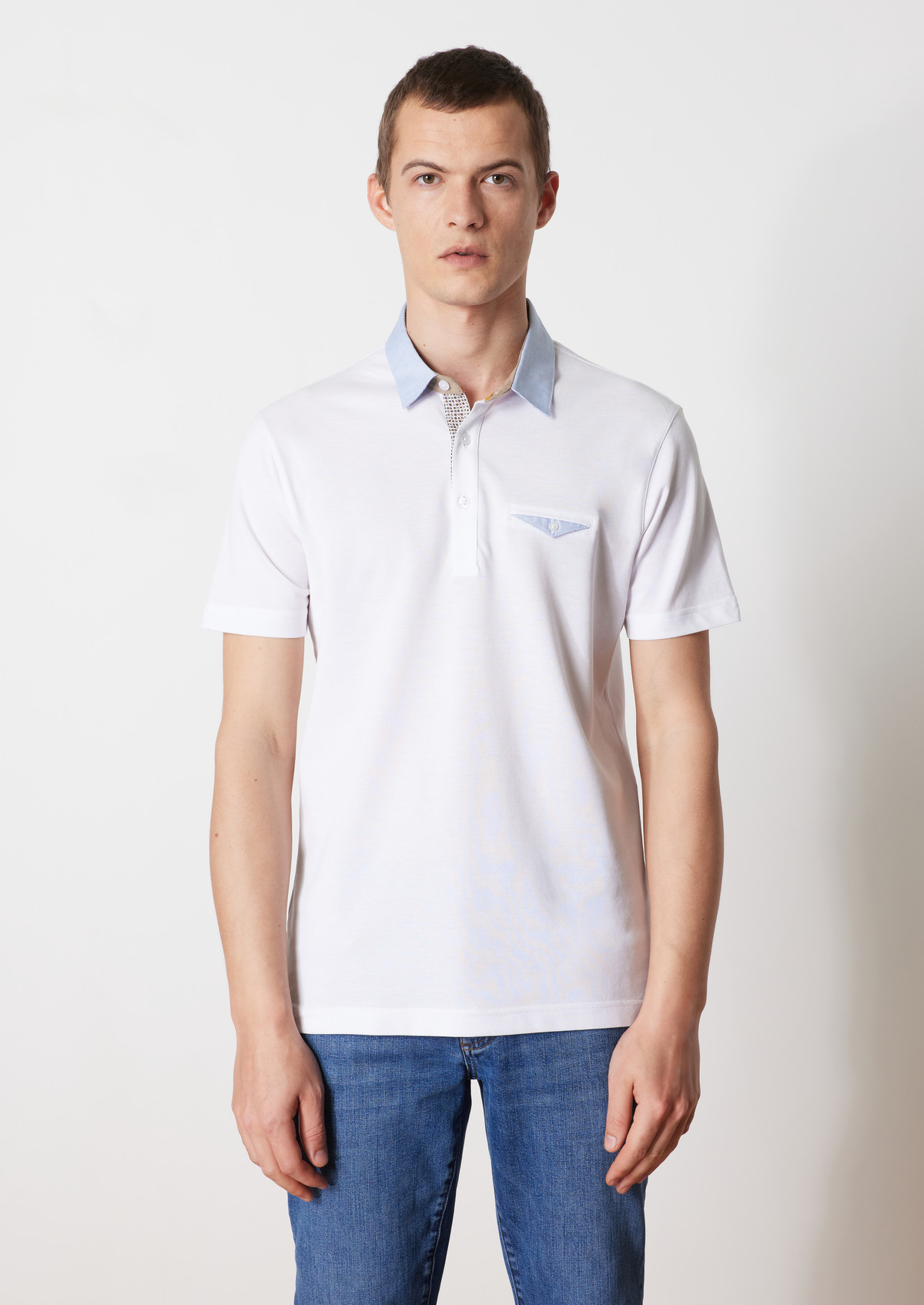 Polo manches courtes Slim en coton uni blanc