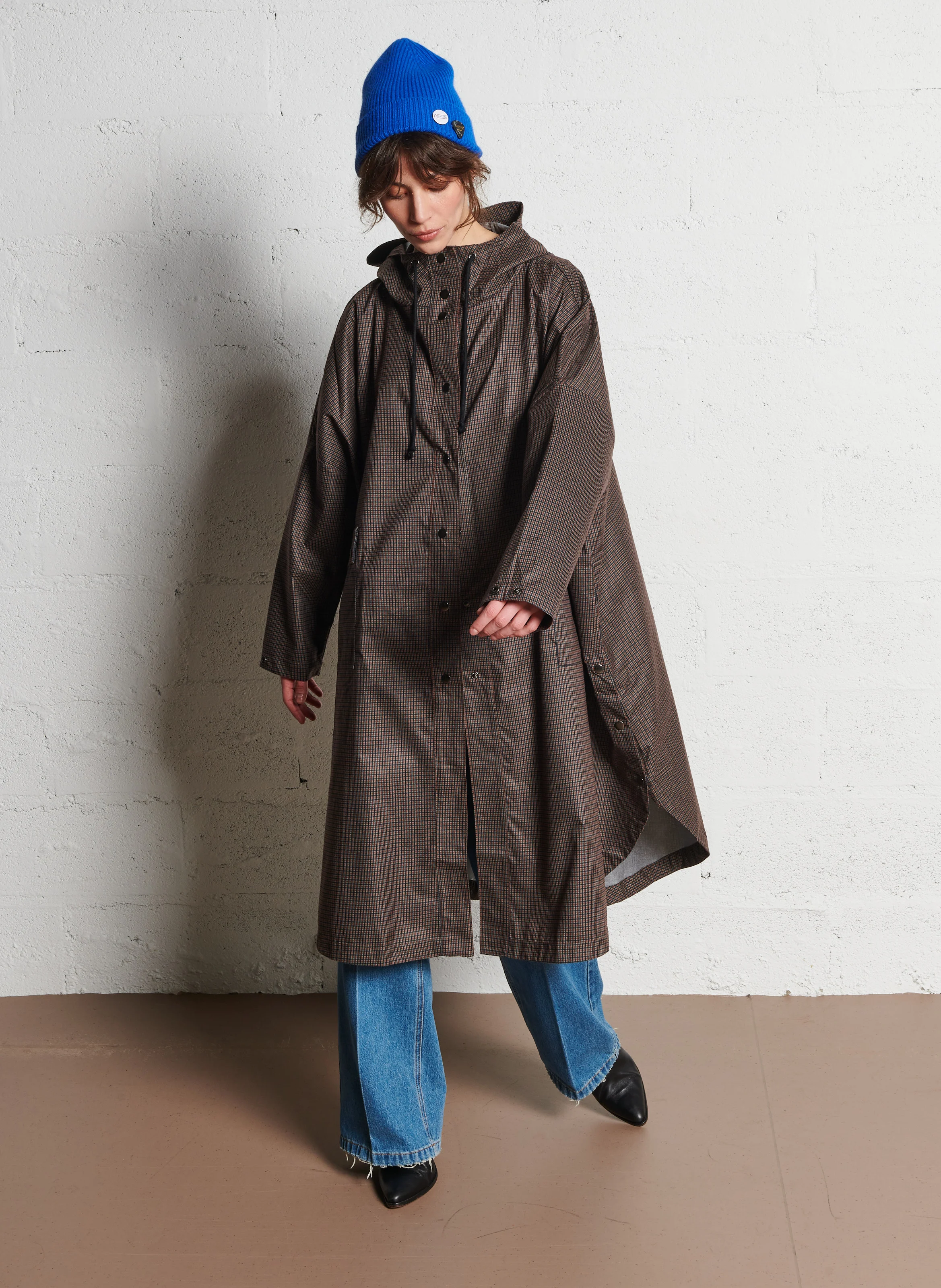 VANNAH - Poncho ample col montant| Marron