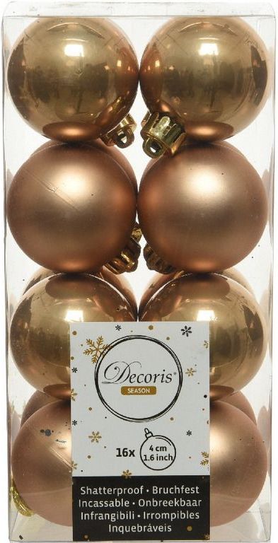 Kerstballen - Camel Bruin - Kunststof - 53 Stuks - Glans/Mat/Glitter Mix