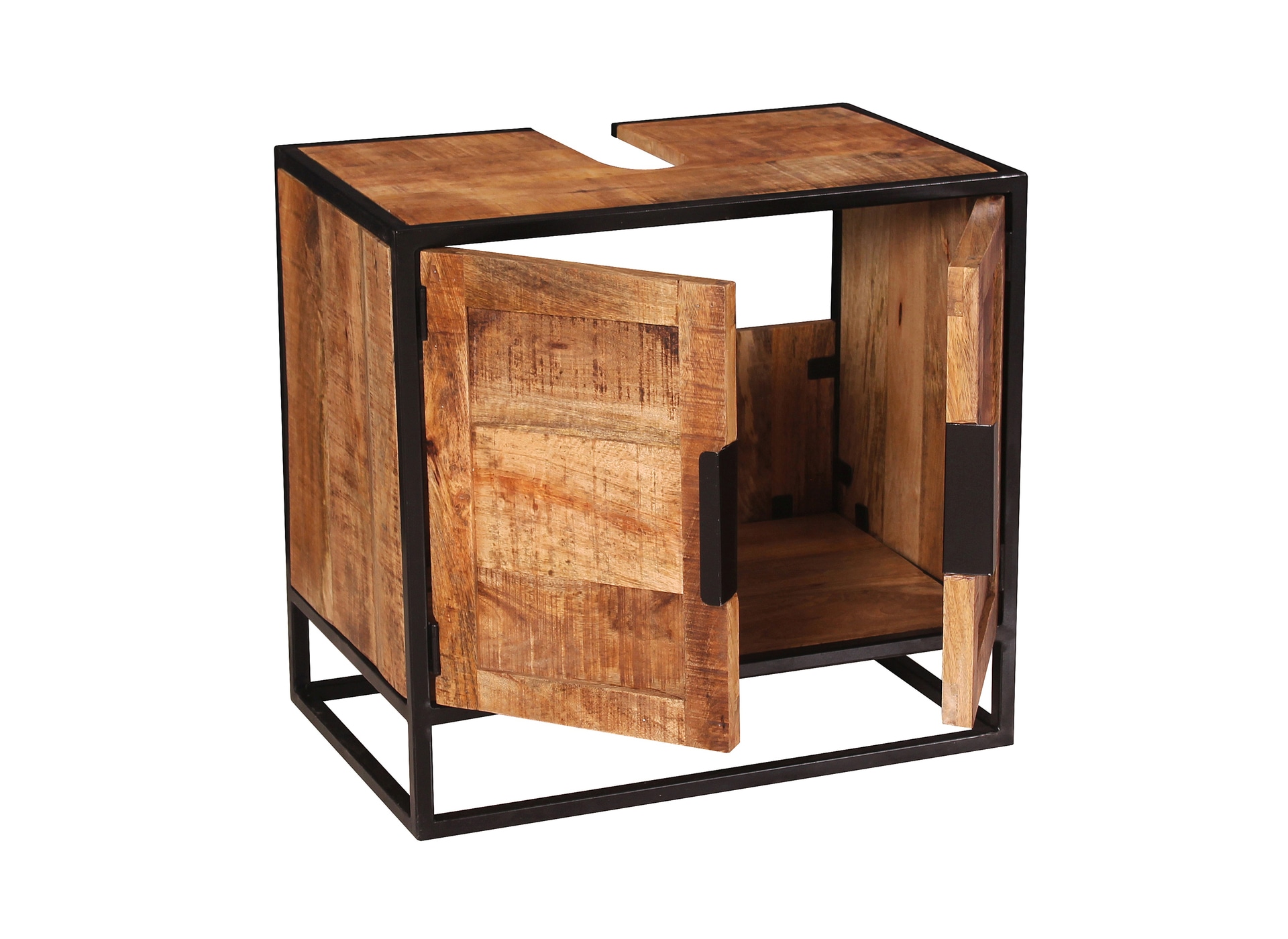 Waschbeckenunterschrank 67 x 62 cm Mangoholz natur/schwarz