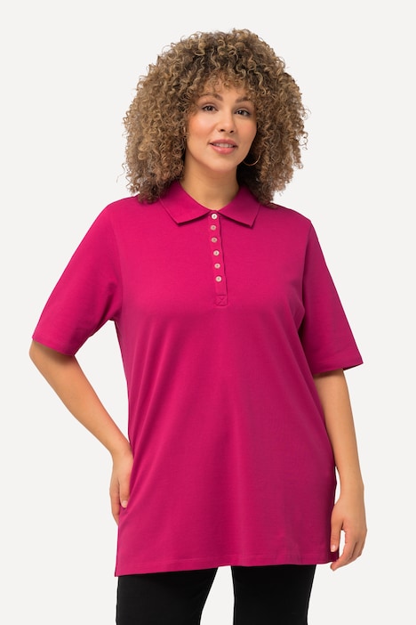 Poloshirt, Piqué, Polokragen, Samt-Knopfleiste, Halbarm