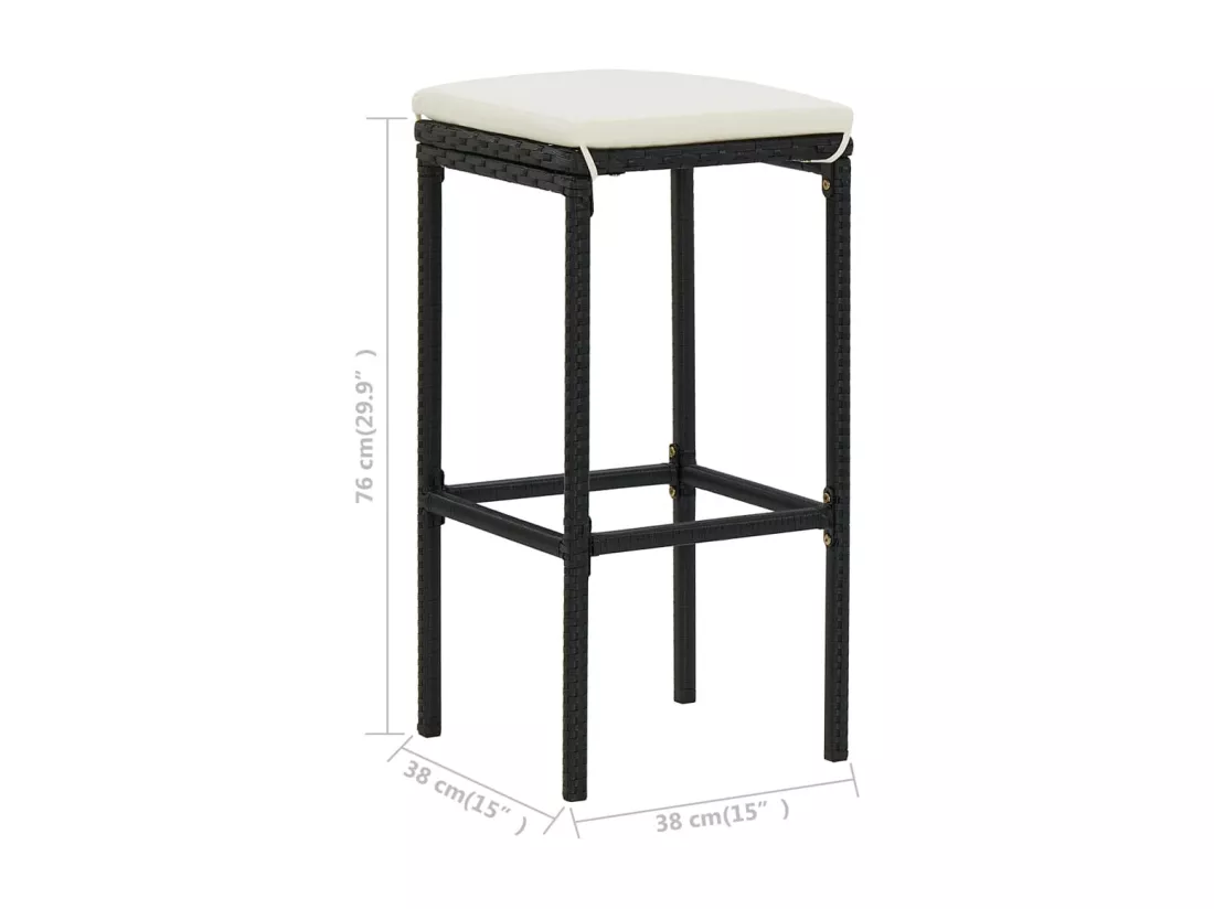 Ensemble de bar 3 pcs Résine tressée Noir