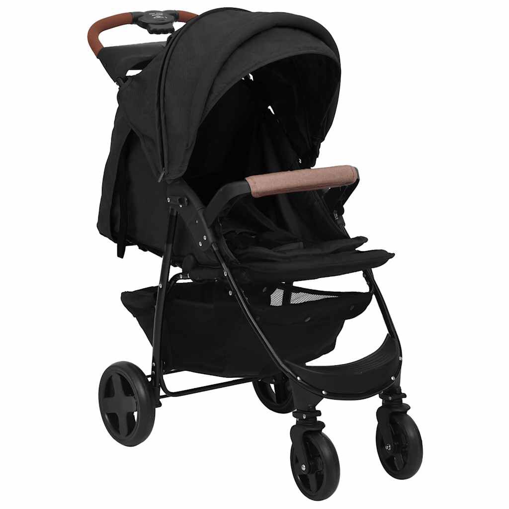 vidaXL 3-in-1 kinderwagen, antraciet, staal