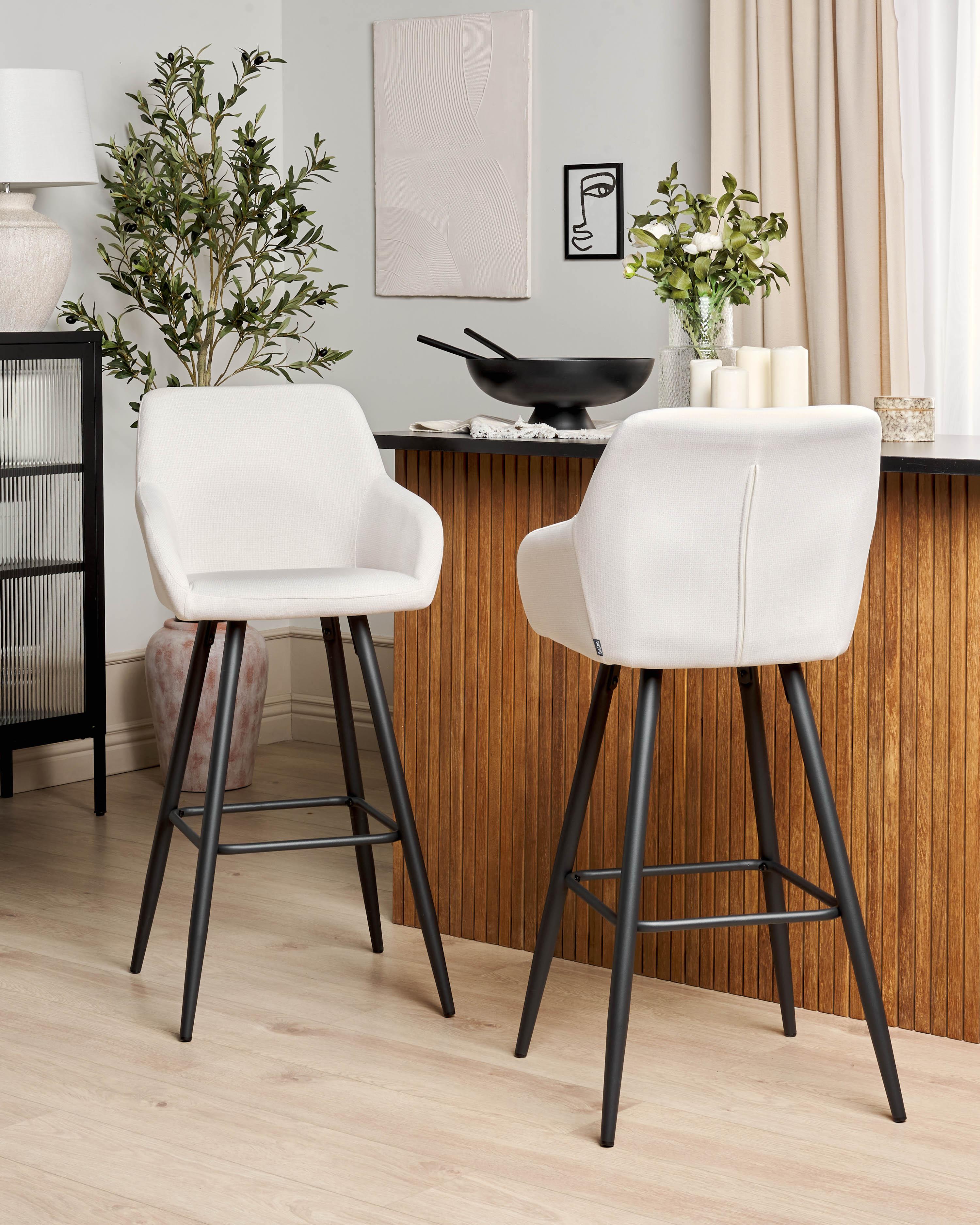 Set van 2 barstoelen CASMALIA Fluweel Gebroken wit
