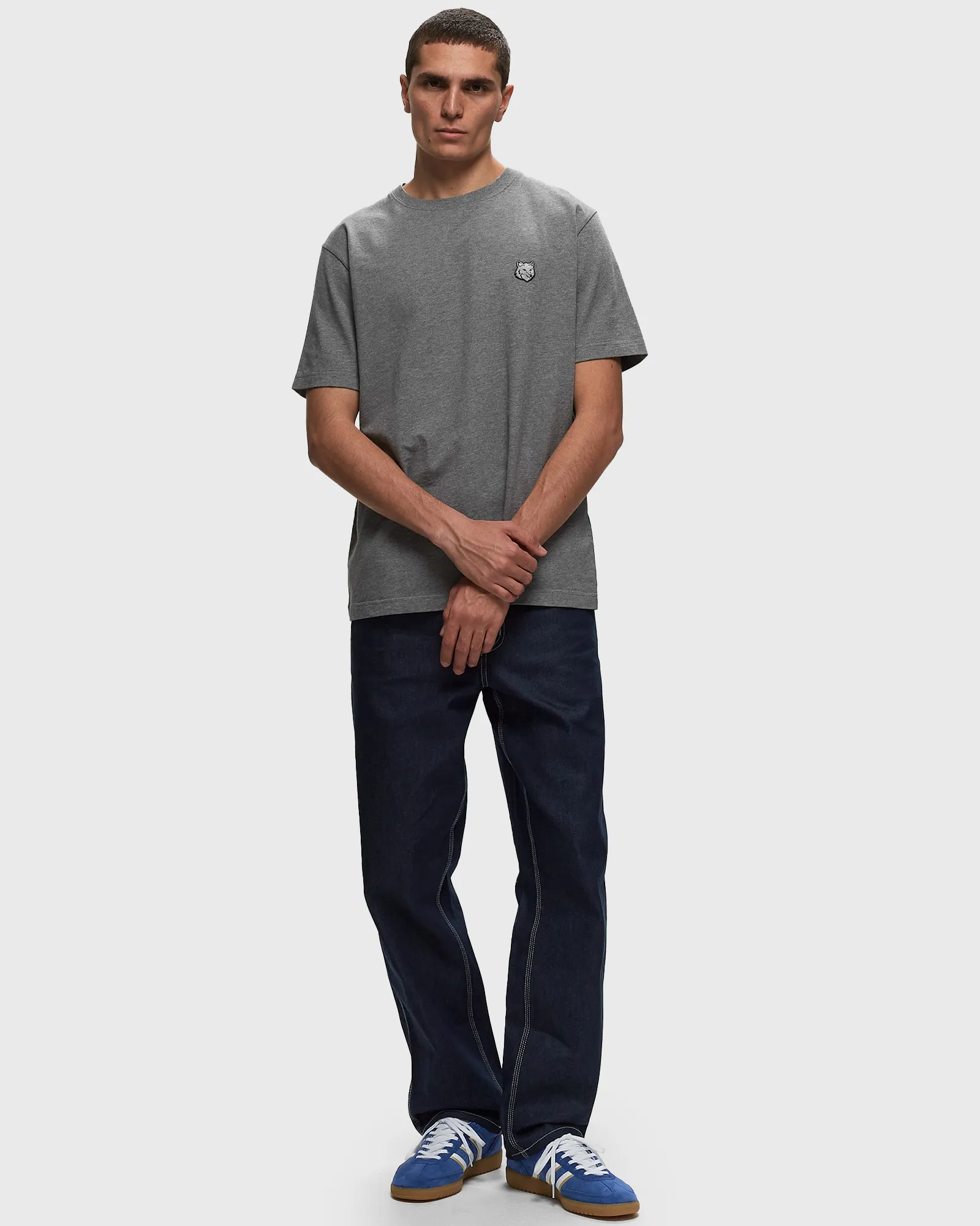 Maison Kitsune BOLD FOX HEAD PATCH COMFORT TEE SHIRT MEDIUM GREY MELANGE