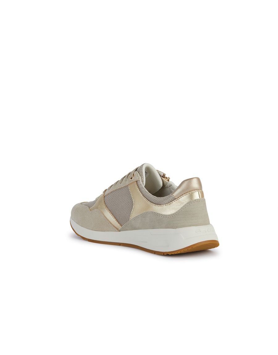 Baskets cuir sable or