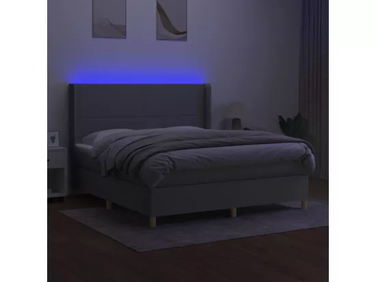 Sommier tapissier et matelas et LED Gris clair 180x200 cm Tissu