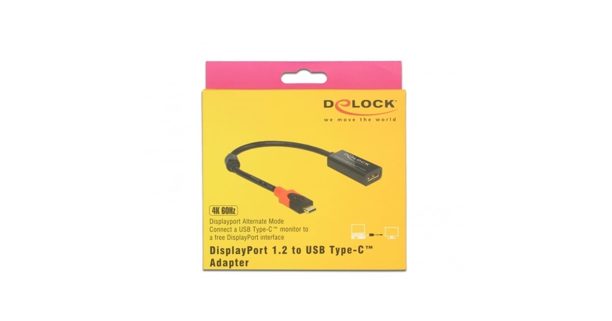 DeLOCKDisplayPort adapter voor USB-C monitor 4K  (Zwart, 0,2 meter)