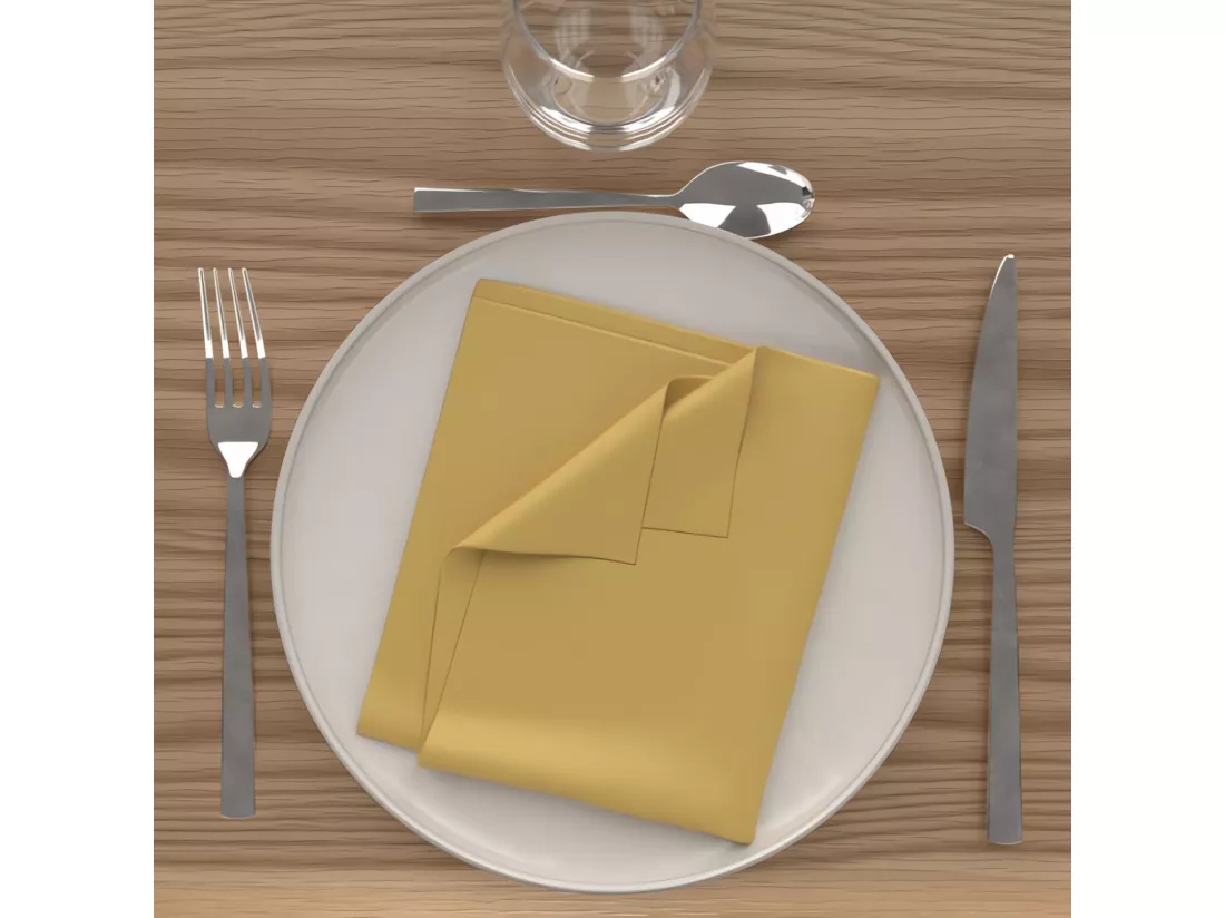 Lot de 3 serviettes de table 40X40 cm ALIX jaune, par Soleil d'Ocre