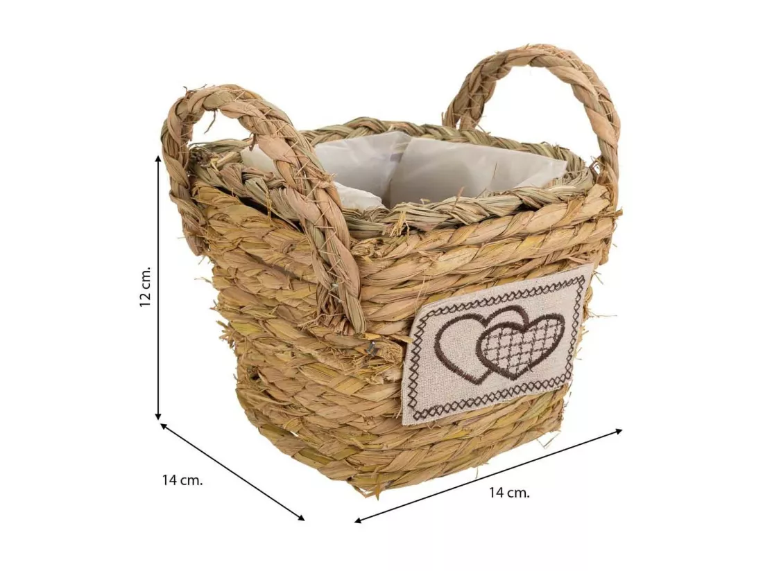 Panier en corde tressée marron 14x14x12h