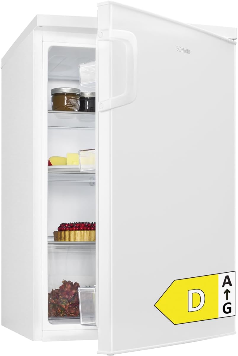 Bomann® Kühlschrank ohne Gefrierfach | Energieklasse D | 85cm | leise 39dB | 3 Ablagen | Türanschlag wechselbar | 133L | Kühlschrank klein mit Gemüsefach | Standardkühlschrank | VS 2195.1 weiß