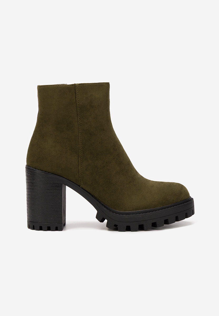 Bottines à gros talon vert Cavira