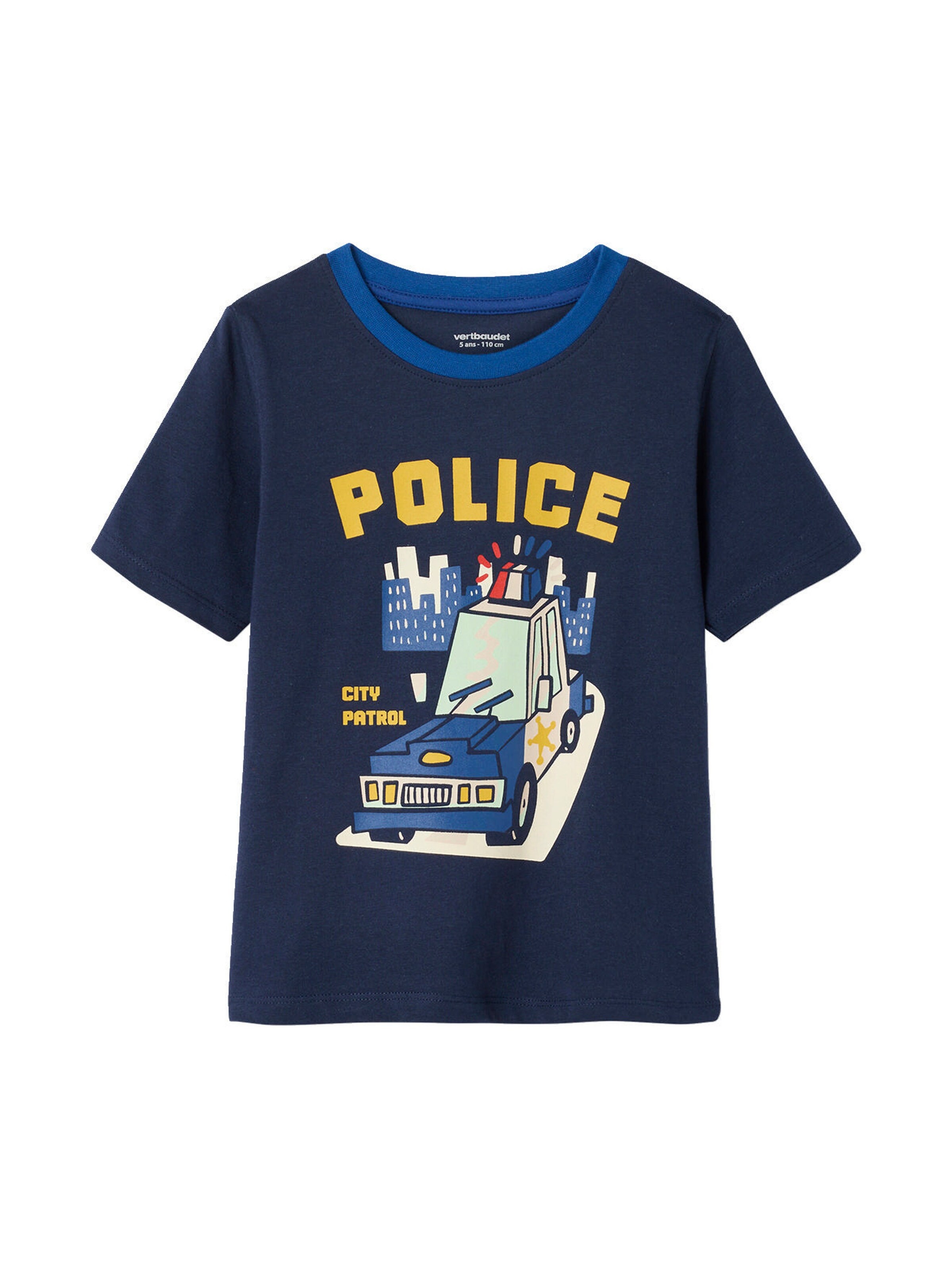 Vertbaudet Bio-Kollektion: 2er-Pack Jungen Sommer-Schlafanzüge mit Polizei-Print königsblau