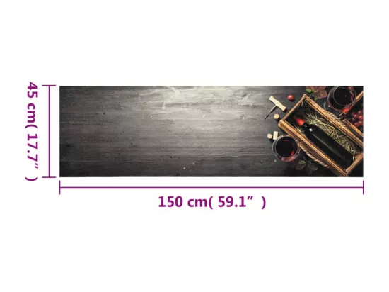 Tapis de cuisine lavable bouteille de vin 45x150 cm velours
