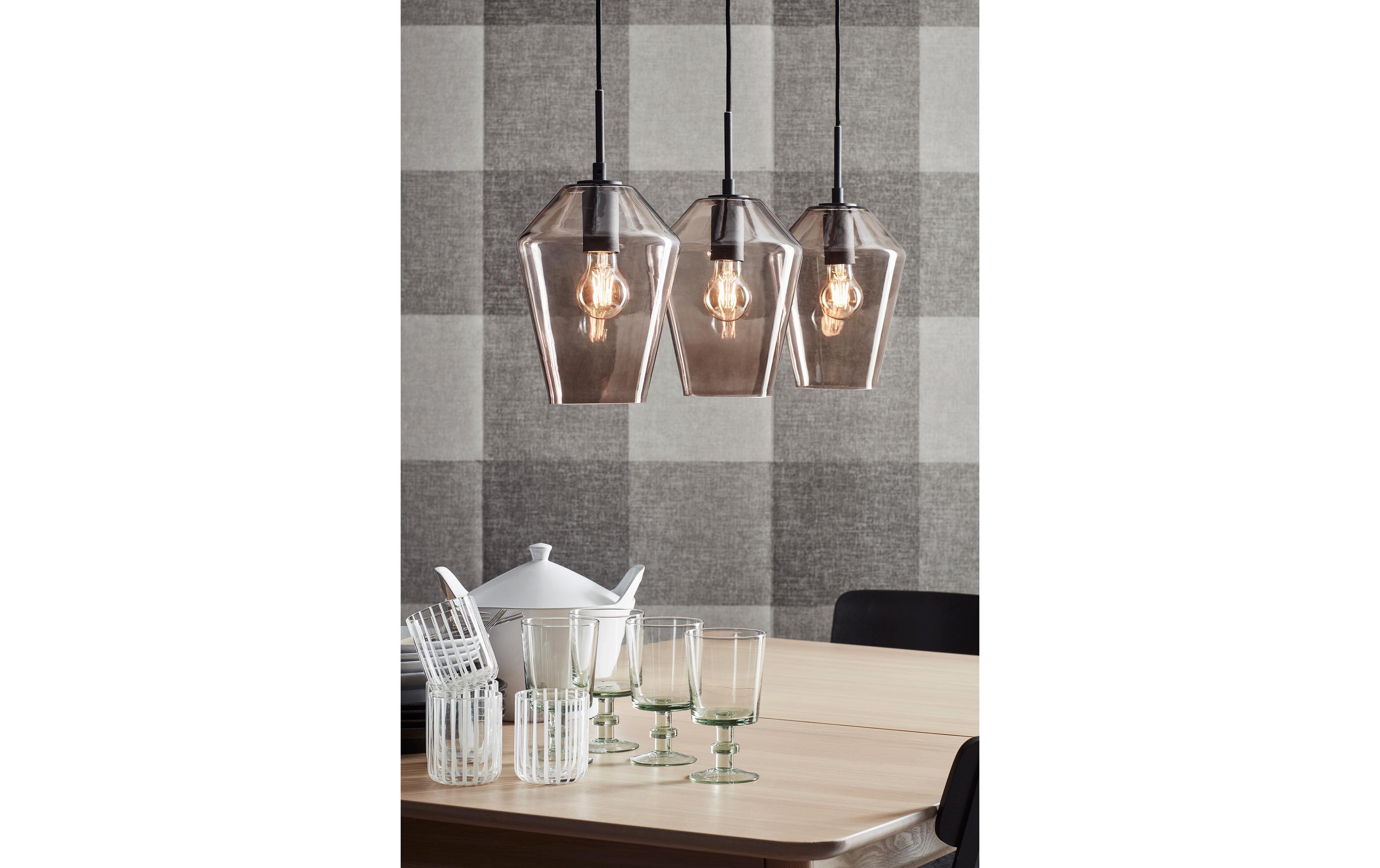 Pendelleuchte Retro, 3 x E27, max. 60W, Schwarz/Smoke<br>Hängeleuchte zur Deckenmontage