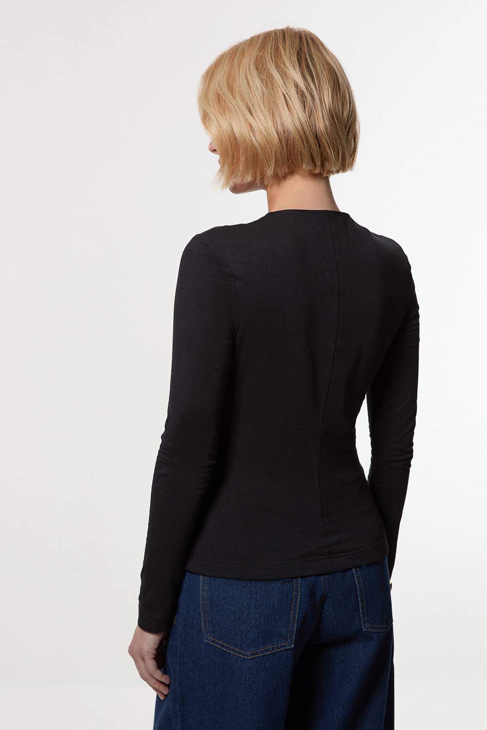 KarenMillen Haut À Manches Longues Col Rond En Coton Stretch