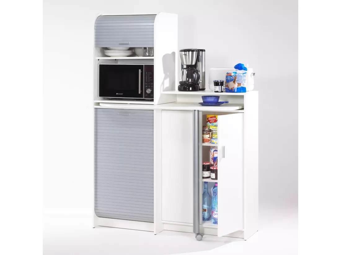 Buffet et table de cuisine pivotante blanc et gris Snack