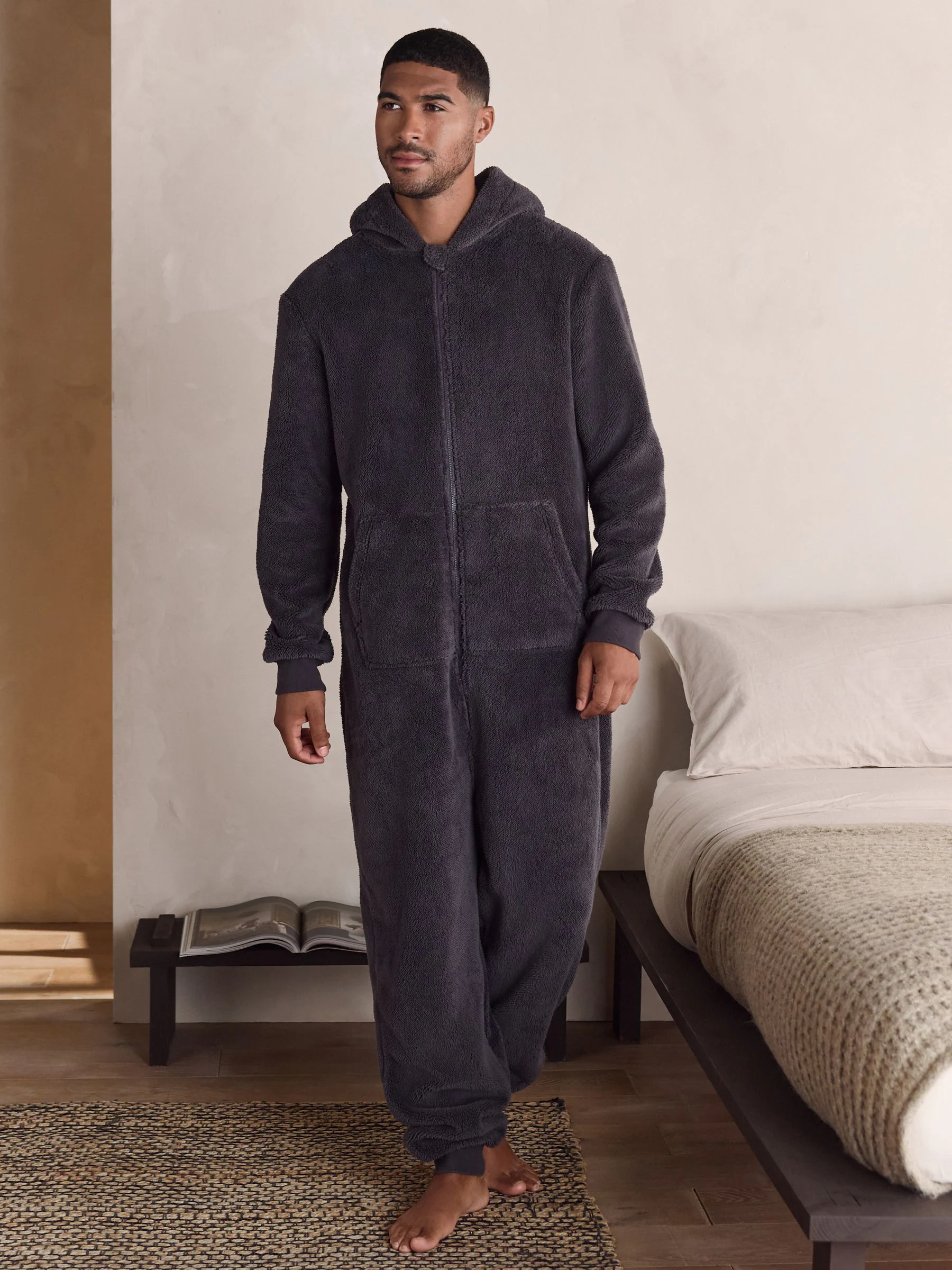 Leisteen grijs - Borg Fleece Onesie
