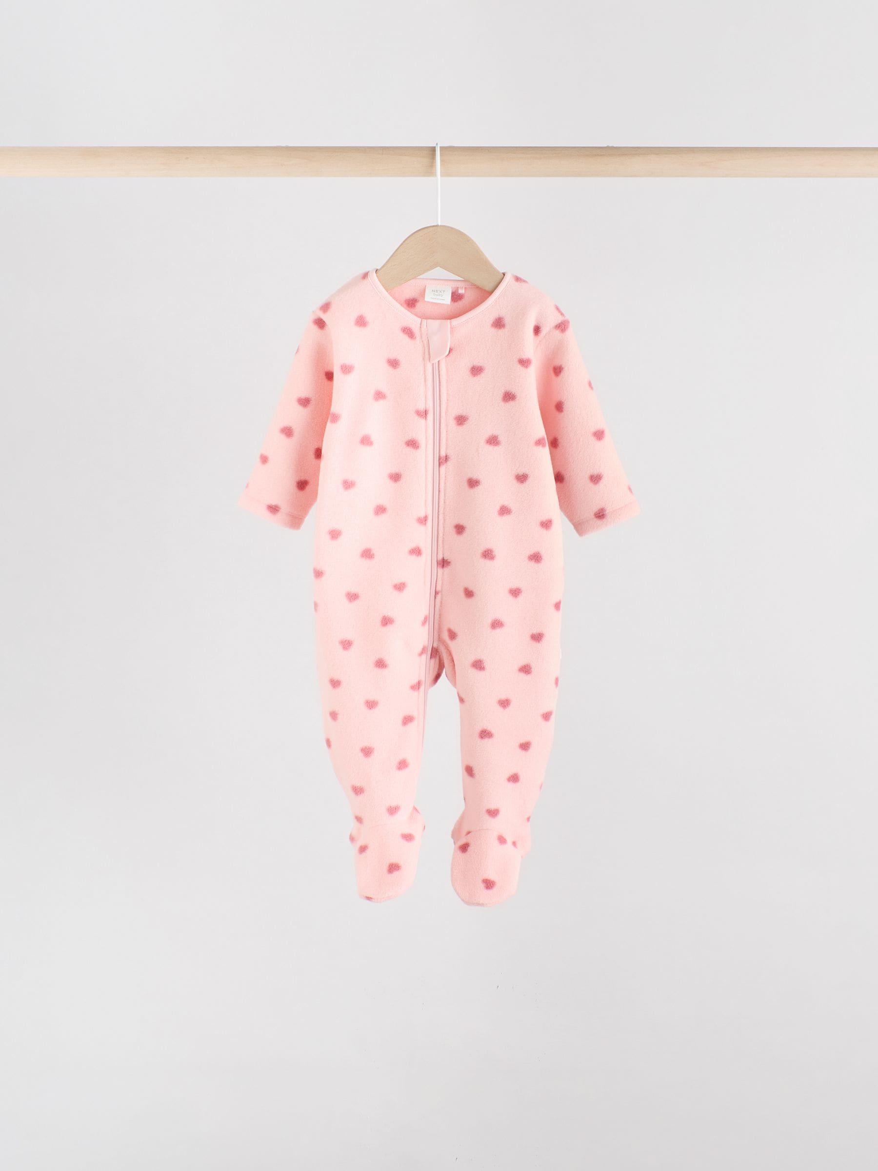 Roze - Micro Fleece Two Way Zip Baby Sleepsuit