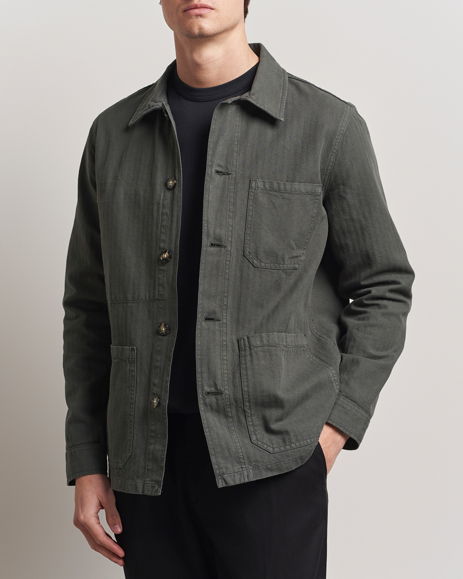 A Day's March Herringbone Overshirt Olive