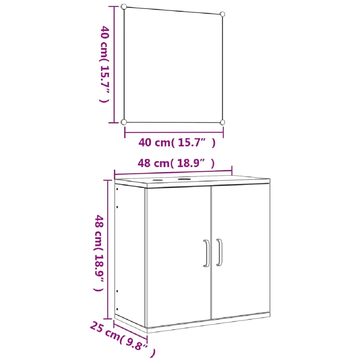 vidaXL Ensemble Meubles Salle de Bain 2 pcs - Noir
