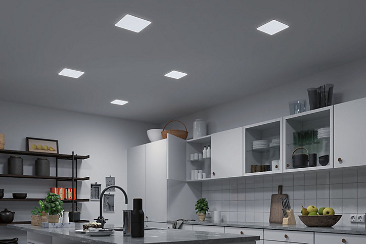 Panneau LED à encastrer Varifit Veluna 1900lm 17w IP44 L.21,5 x l.21,5 cm blanc froid et blanc chaud Paulmann transparent