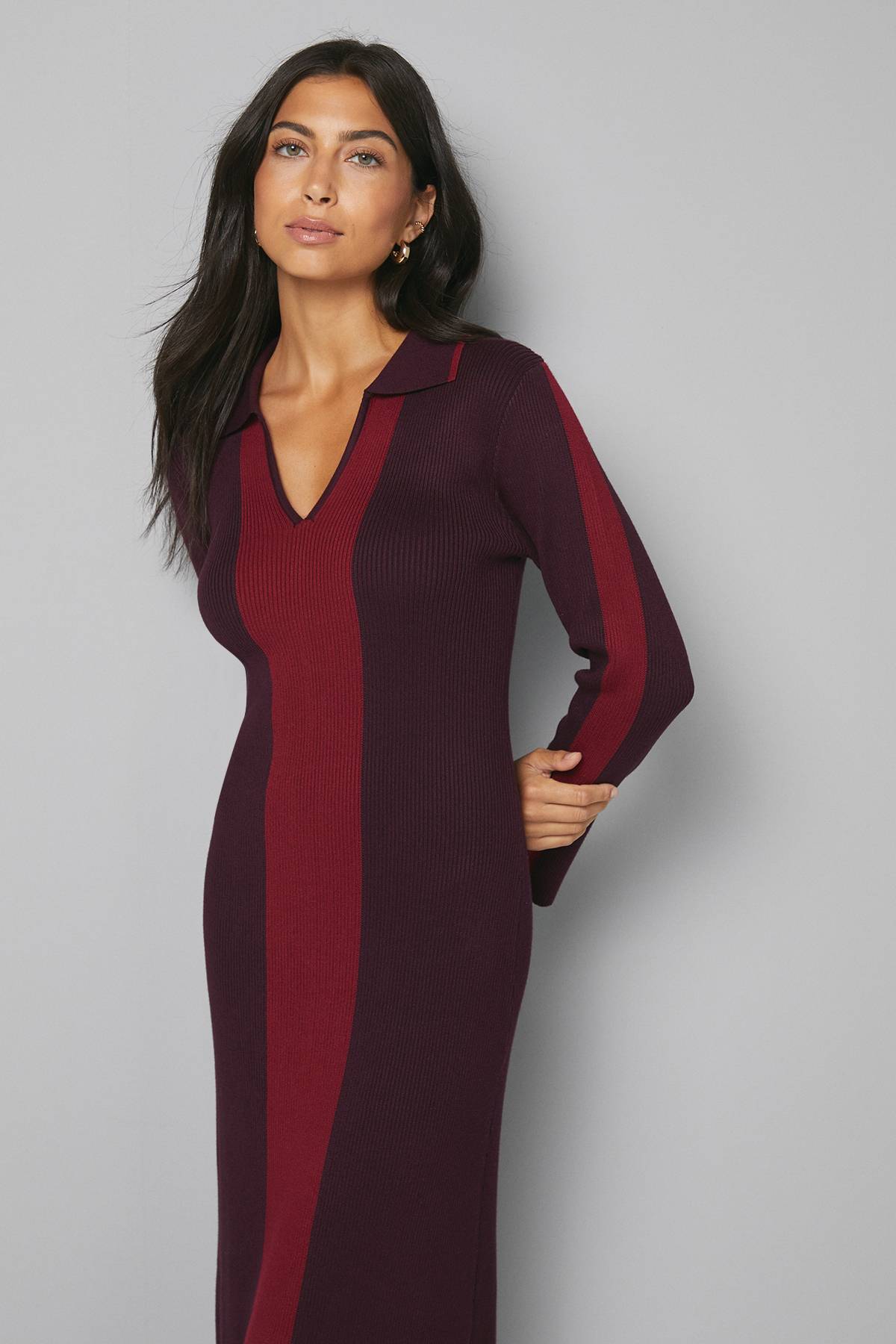 Wallis Robe Midi Tricotée à Blocs de Couleurs