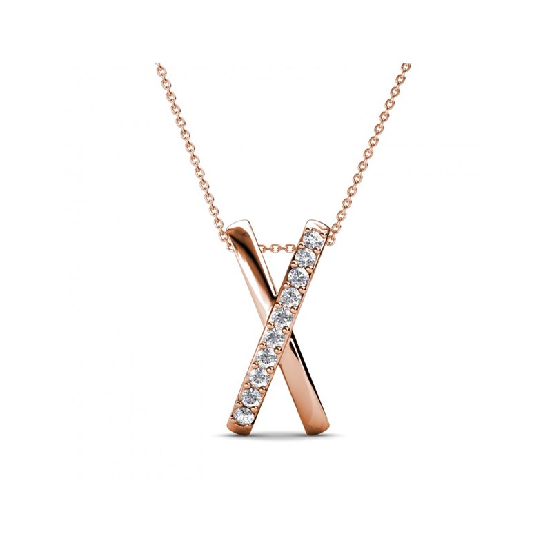 Pendentif X Duo - Or Rosé et Cristal