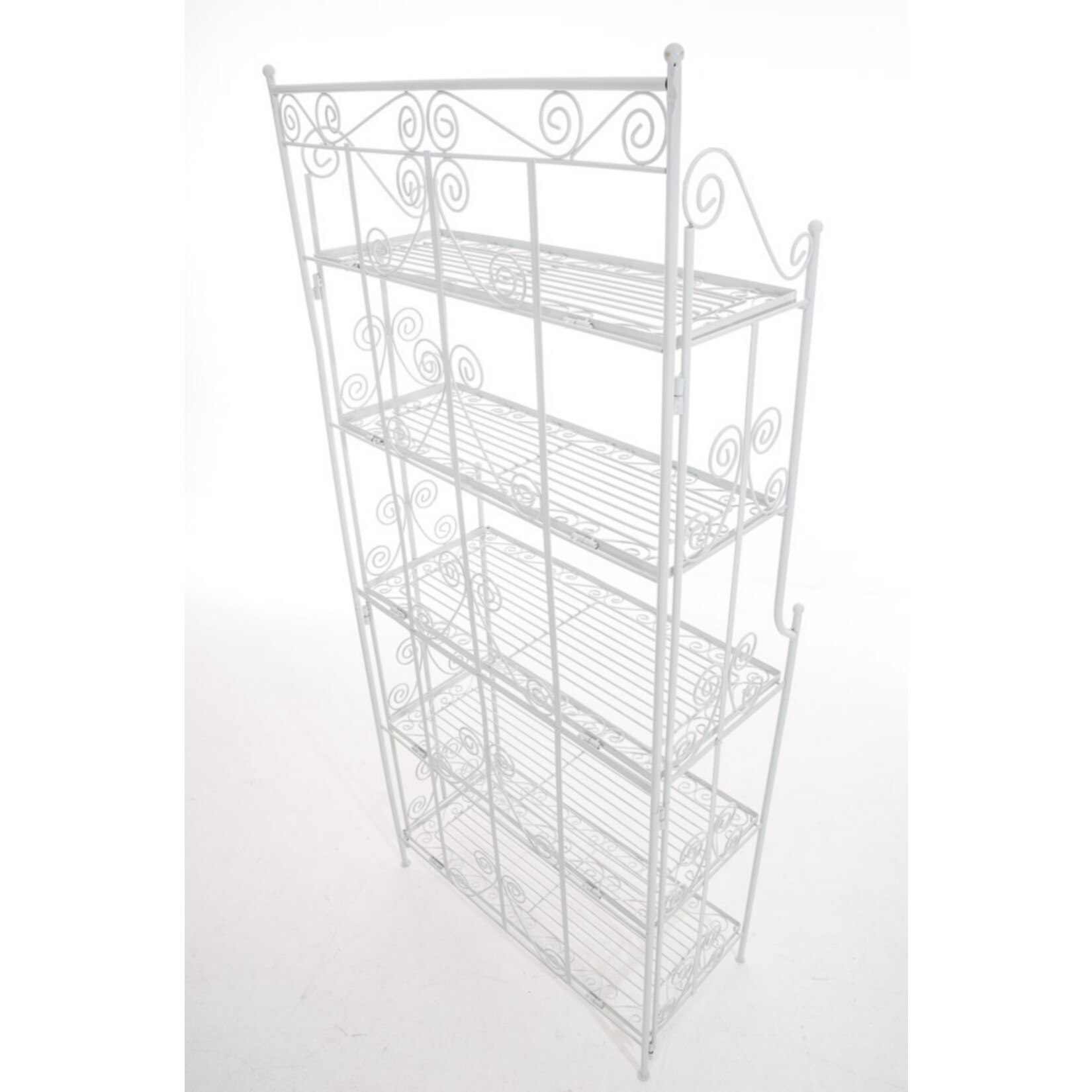 CLP Standregal Ciara I Outdoor Metallregal für Pflanzen im Landhausstil I Regal für Balkon, Terrasse, Veranda und Garten I 5 klappbare Böden