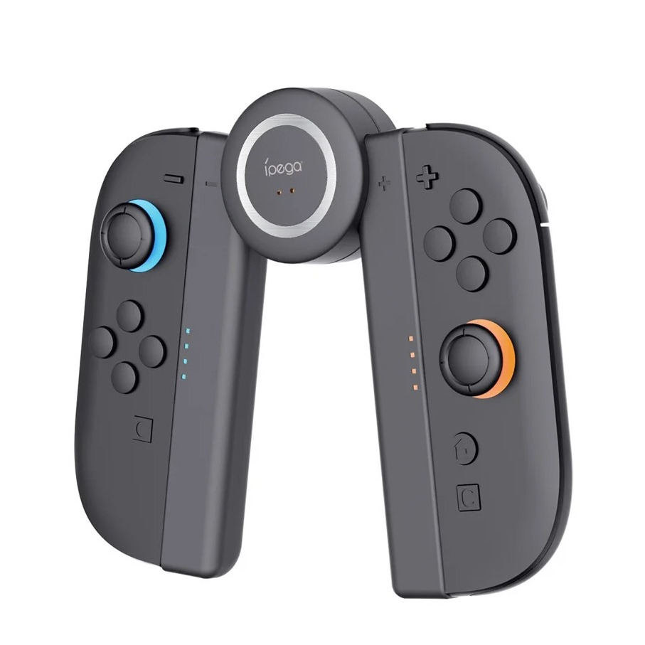 iPega - Magnetische Verstellbare Ladestation Charging Dock mit Ladegriff und LED-Anzeige für Nintendo Switch 2 Joy-Cons - Schwarz