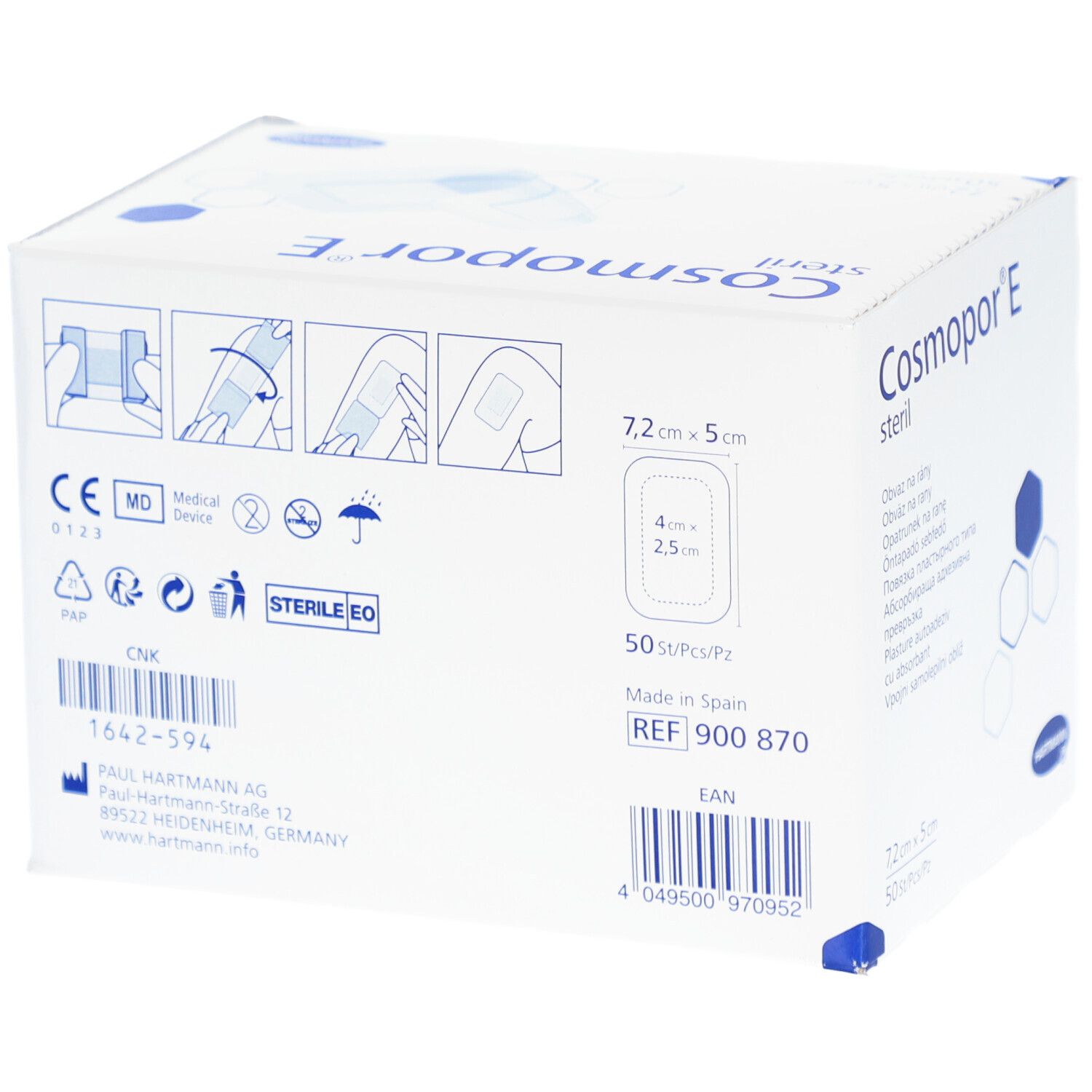 Hartmann Cosmopor® E Wundpflaster steril 50 Stück 7,2 x 5 cm