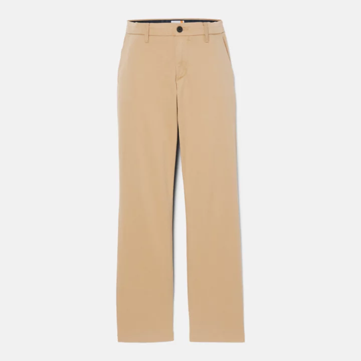 Pantalon chino en sergé extensible pour homme en marron clair