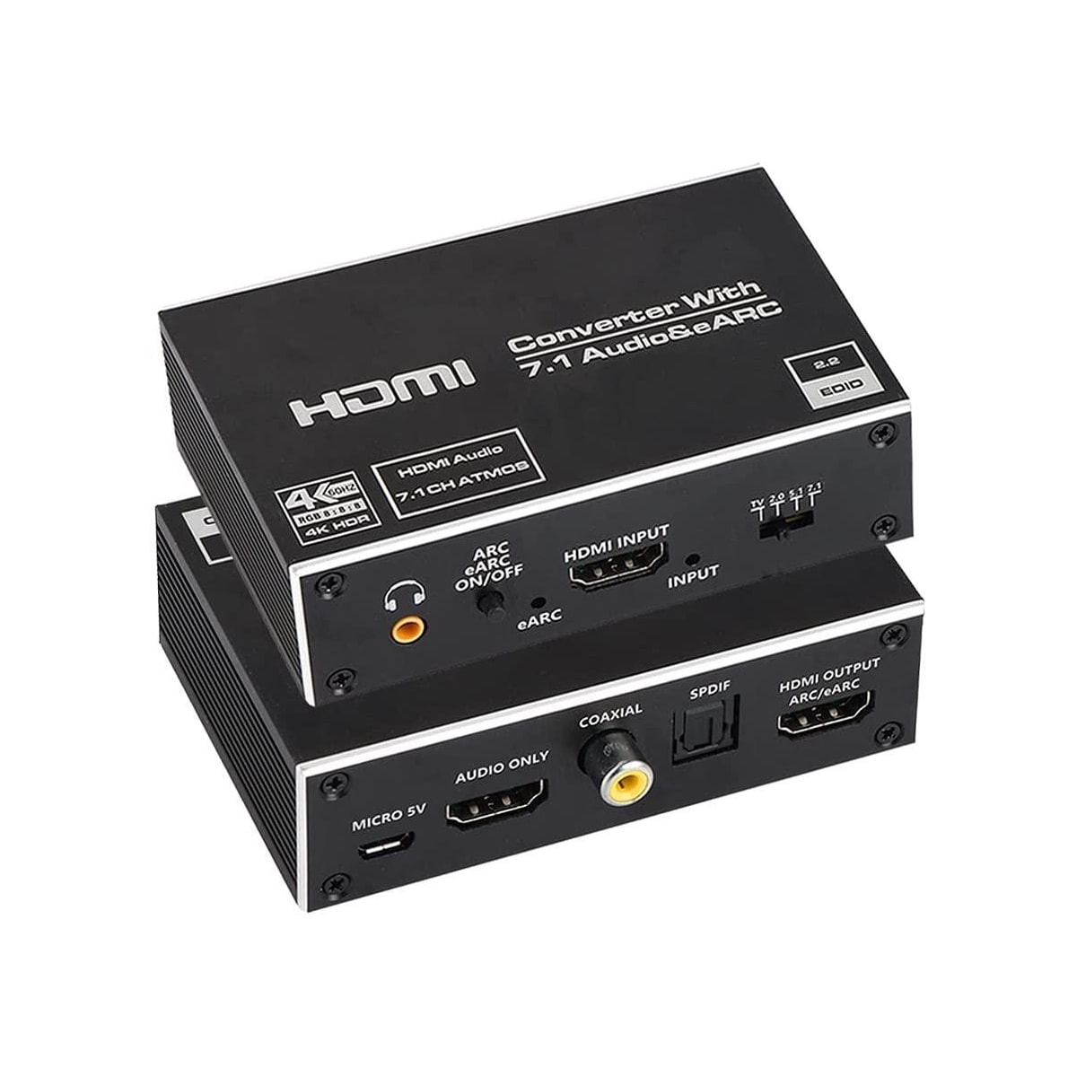NÖRDIC HDMI Extractor 4K60Hz HDMI til HDMI + Optisk Toslink + Koaksial + 3,5 mm lyd + 7,1 CH HDMI-støtte for eARC / ARC HDR Dolby ATMOS