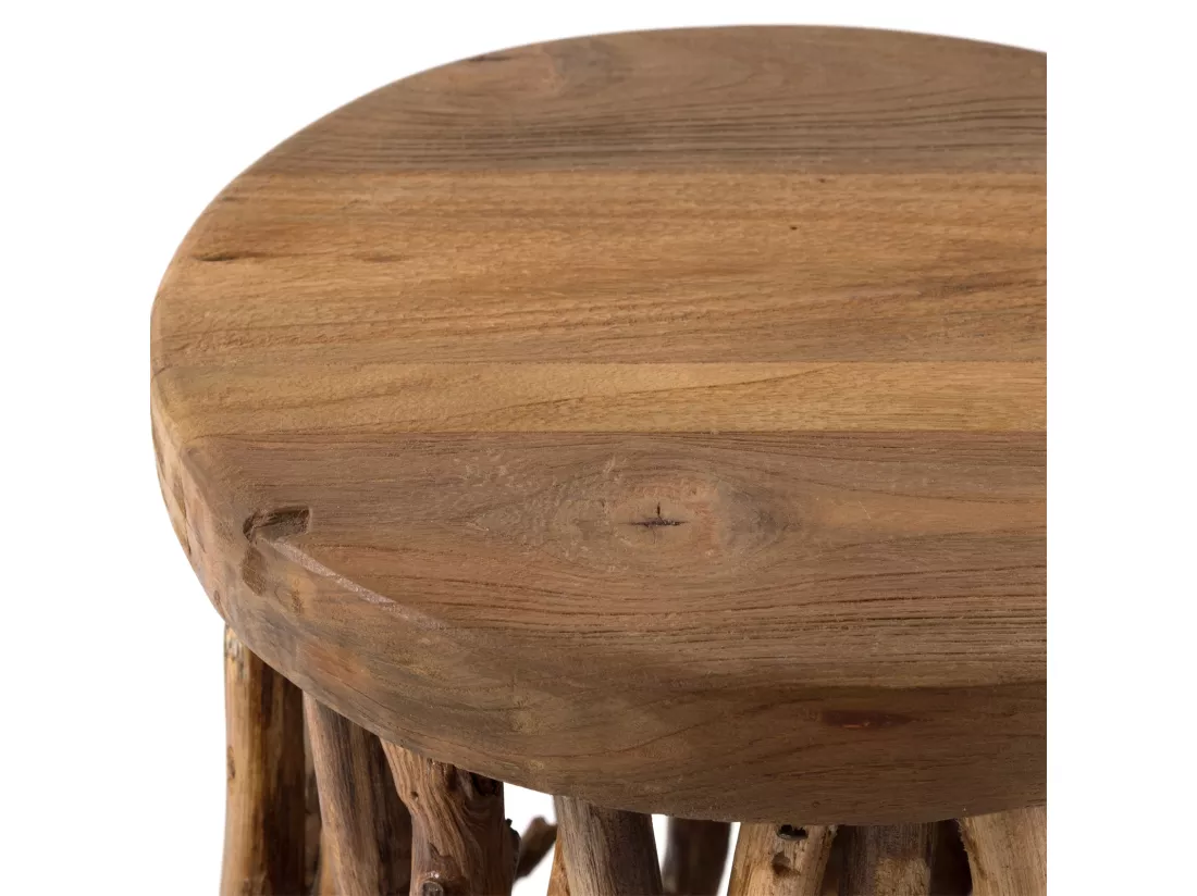 TABLE D'APPOINT Bois 45 Bois massif en acajou, rond couleurs naturelles