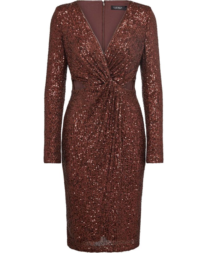 Lauren Ralph Lauren SOFT DRAPEY SEQUIN-COCKTAIL DRESS Bronze