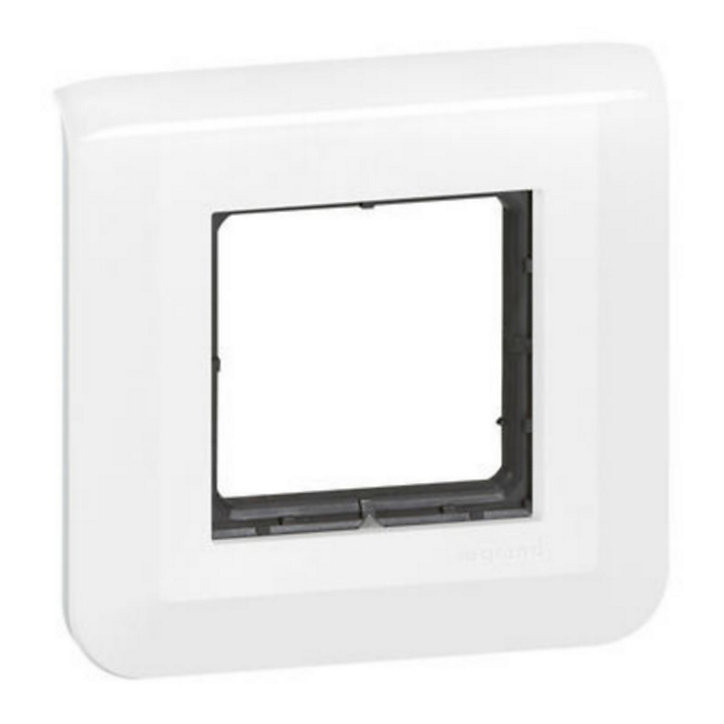 Plaque de finition + support vis Legrand Mosaïc 2 postes blanc