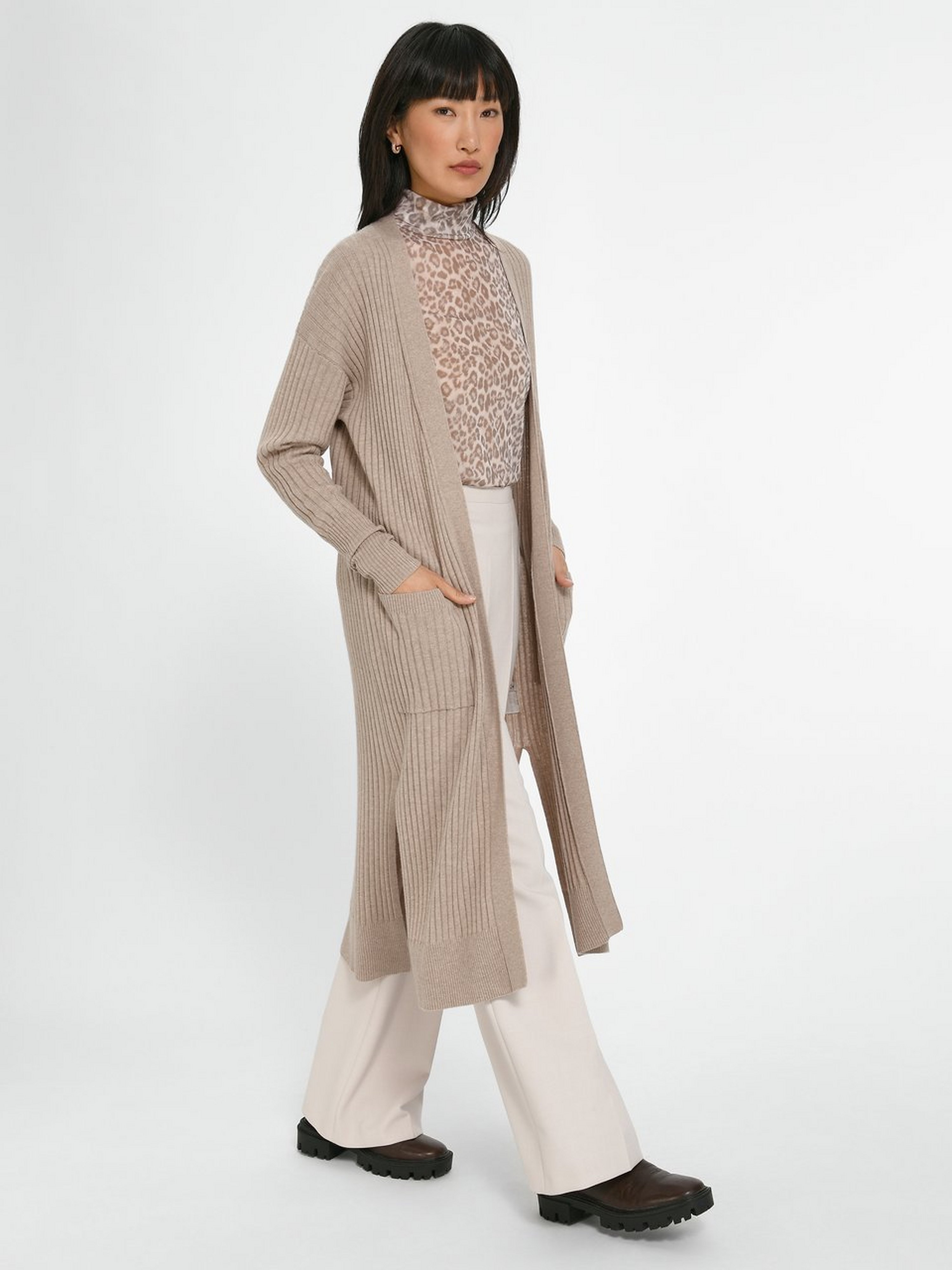 Offene Long-Strickjacke