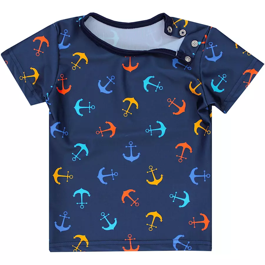Aquarti Baby Jungen Bade-Set Zweiteiliger Badeanzug T-Shirt Hose blauorange