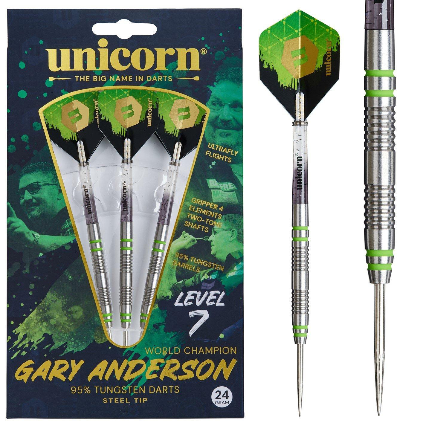 Unicorn Darts Steel Tip Darts Set | Level 7 Gary Anderson | 24g