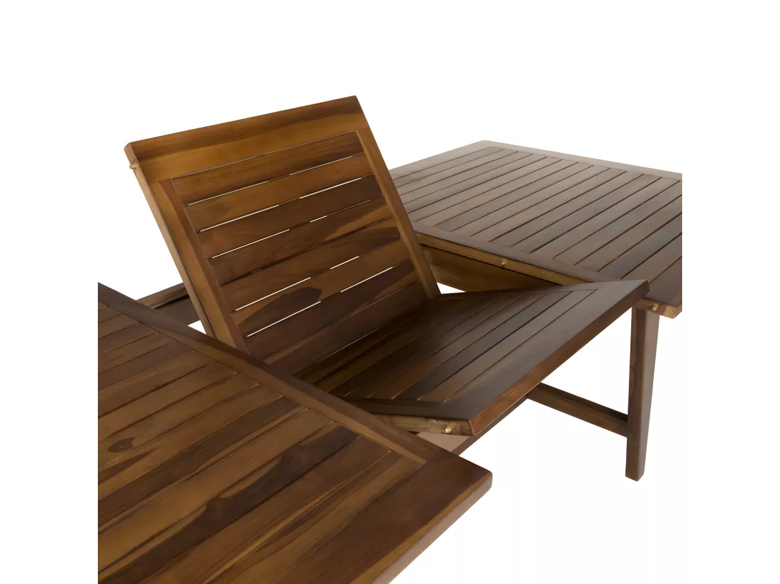 HANNA - Table de jardin 8/10 personnes - rectangulaire scandi extensible 180/240x100cm en bois teck huilé