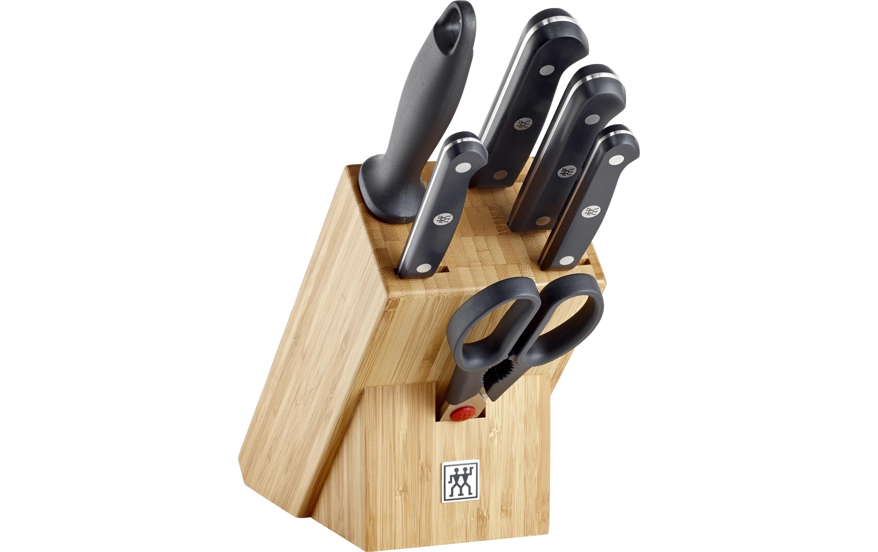 Messerblock-Set mit Messer Gourmet Natur, 7-teilig<br>Schlitzmesserblock Bambus