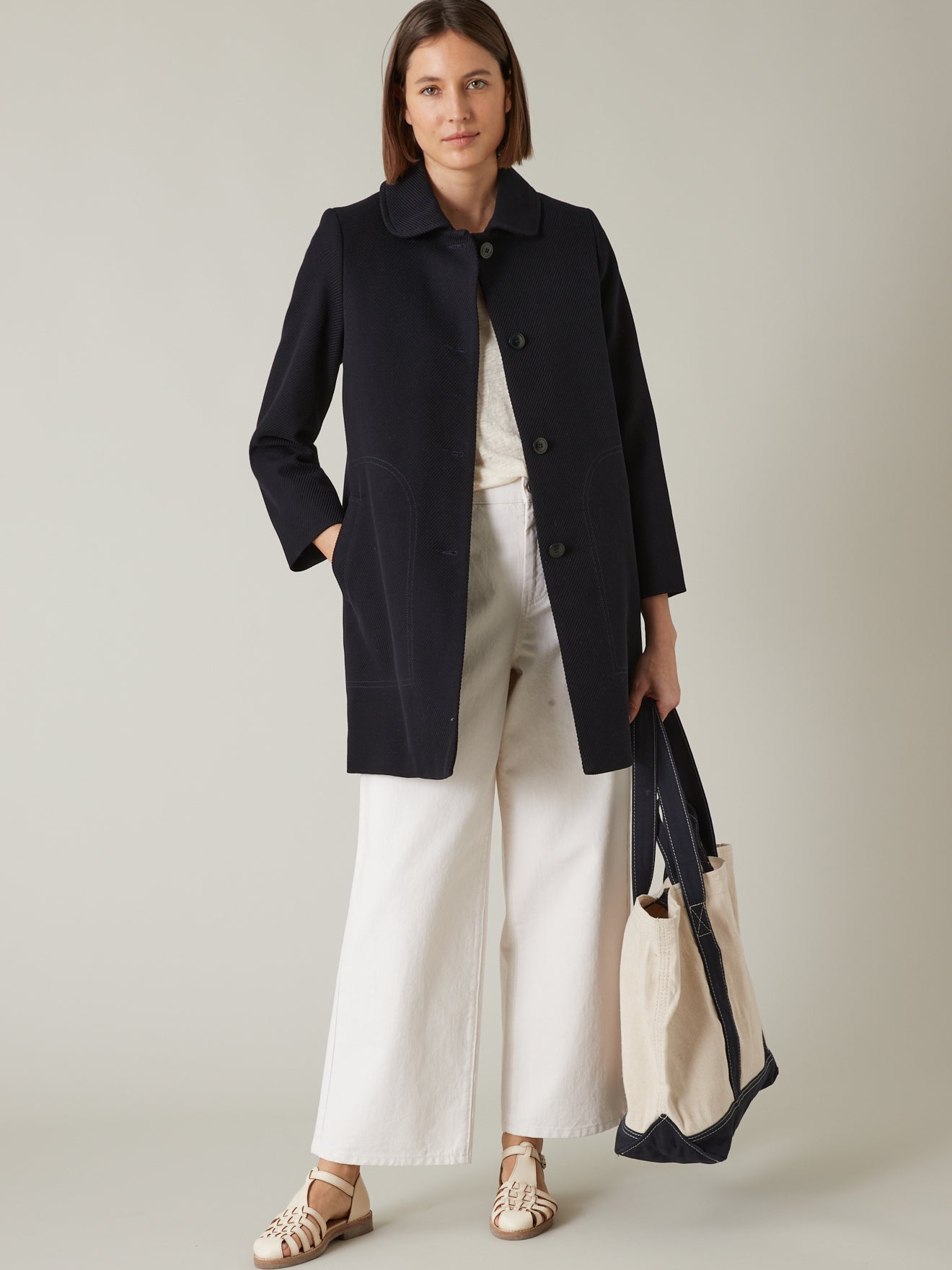 Manteau Car Coat piqué de coton femme